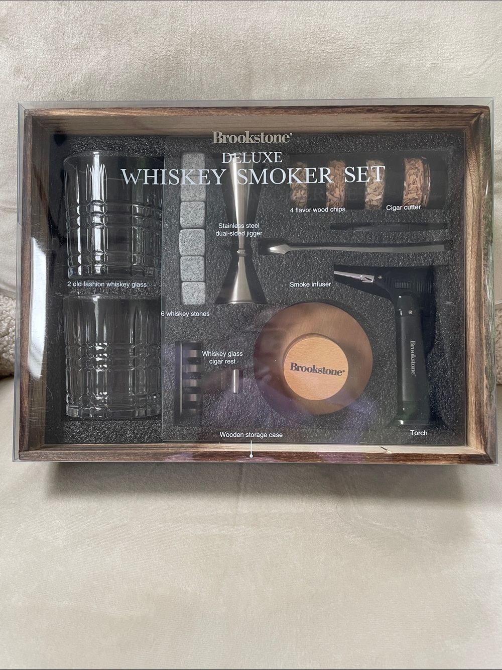 Brookstone Whiskey Smoker Set - Clear, Black, Wood